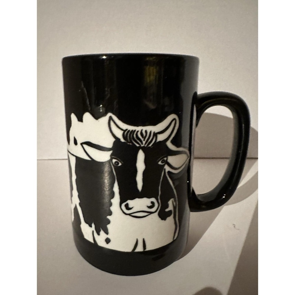 Cow Mug Otagiri Ceramic Japan Vintage Black & White Bovine Cup 14oz EUC